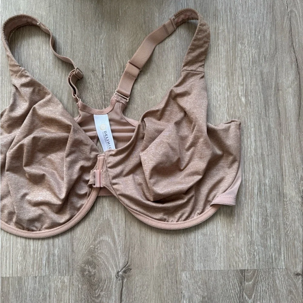 DELIMIRA Racerback Plunge Front Closure Bra W542A Beige Size 46DD